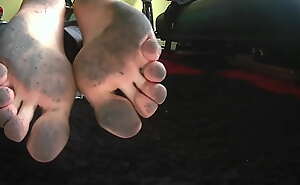 Opprobrious feet JOI. Lick the dirt off my feet coupled with toes foot slave